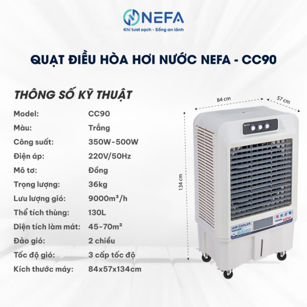 Quạt điều hòa hơi nước Nefa Cc90 - Ảnh 2